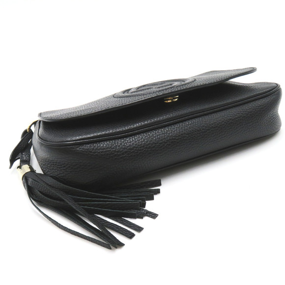 Gucci Soho Fringe Chain Shoulder Bag Leather Black - Picture 4 of 8